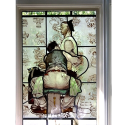 Stained window glass panel Norman Rockwell